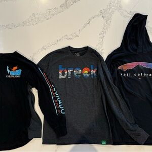 Bundle of 3 cute ski Vail and Breckenridge Colorado long sleeve tees.